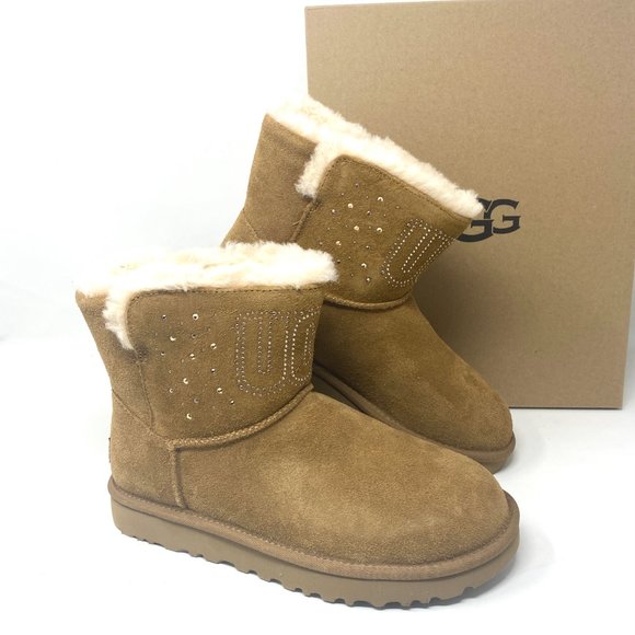 💖MEGA SALE💖UGG  Women  1125911 CHE CLASSIC UGG GEM MINI  Brown Faux Fur Lined - Picture 3 of 9